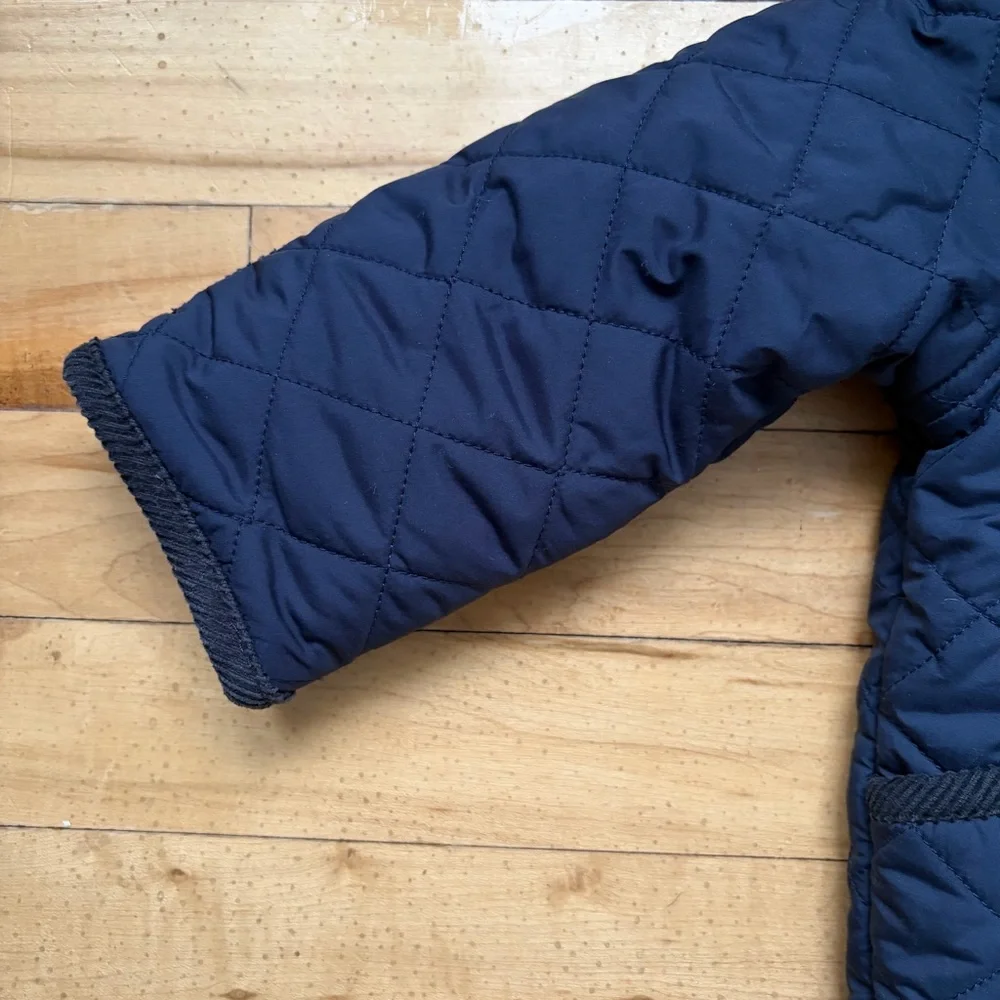 RALPH LAUREN Size 6M Baby MSRP‎ $135 Hooded Barn Bunting Navy  Quilted Snowsuit
